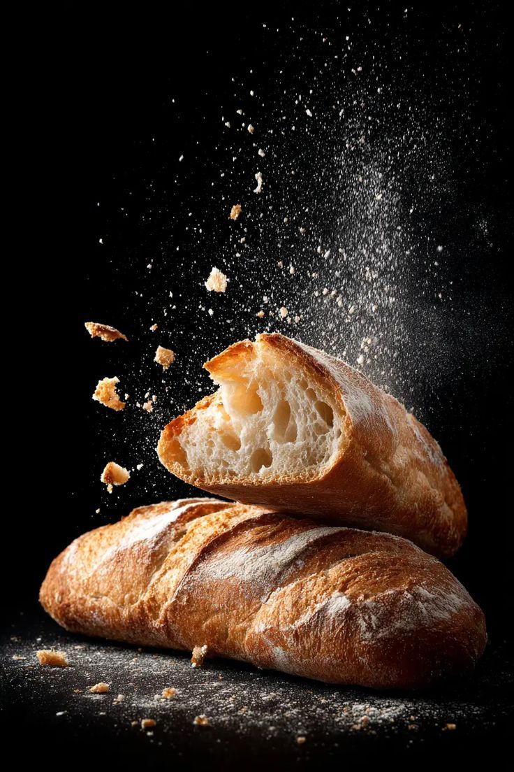 Bread with flour splash